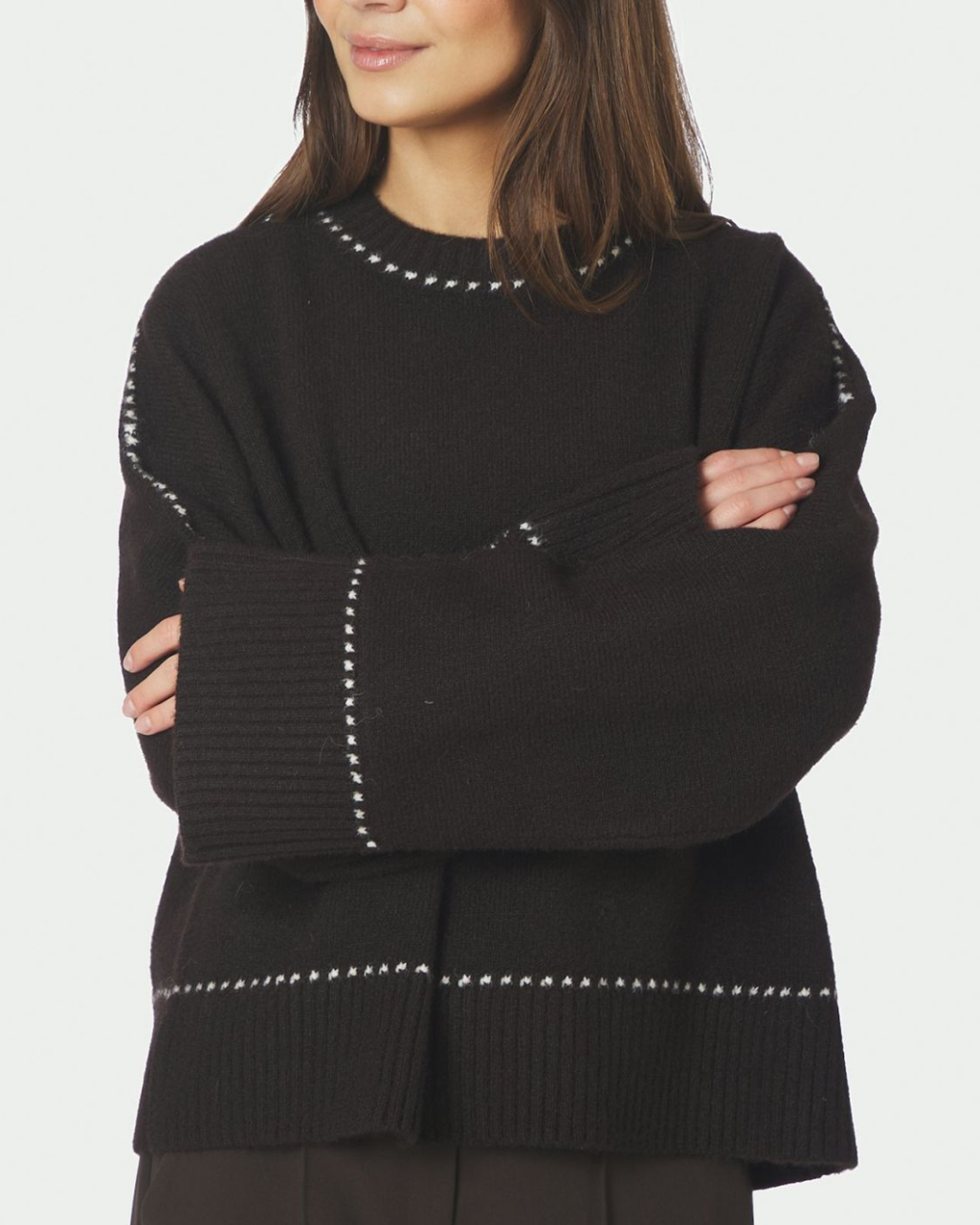 Neo Noir Roeme Knit Stitch Blouse Dark Brown