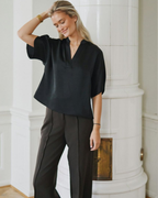 Neo Noir Anelle Heavy Sateen Blouse Black