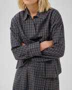 My Essentiel Wardrobe Lennie Boxy Check Shirt Dark Sapphire