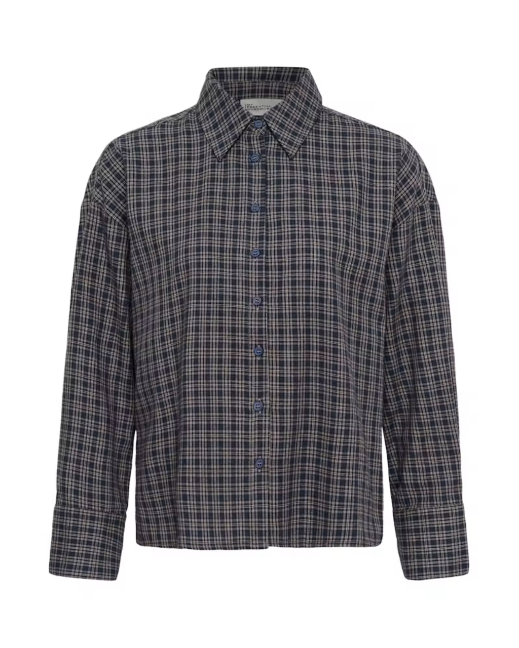 My Essentiel Wardrobe Lennie Boxy Check Shirt Dark Sapphire