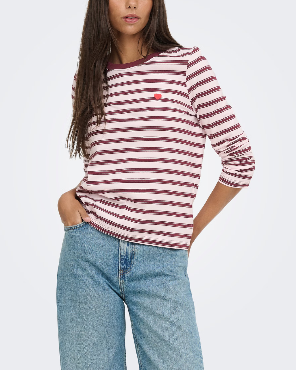 JDY Pisa L/S Print Top Noos Chalk Pink