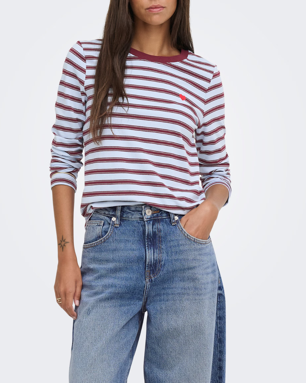 JDY Pisa L/S Print Top Noos Cashmere Blue
