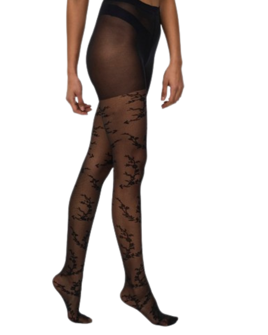 JDY Agnes Flower Tights Black
