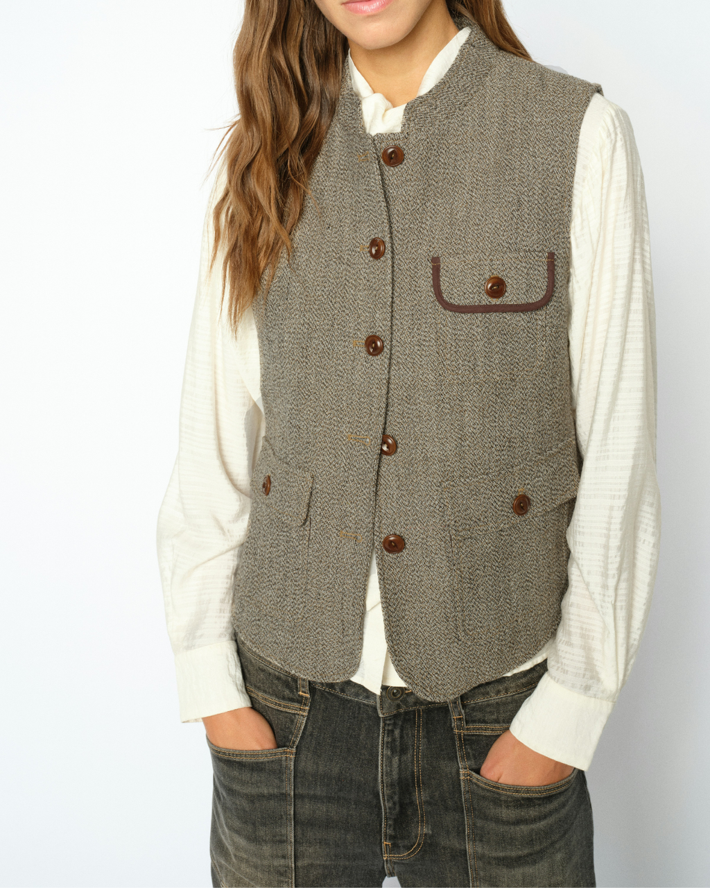 Mos Mosh Abigail Utah Vest Dark Camel