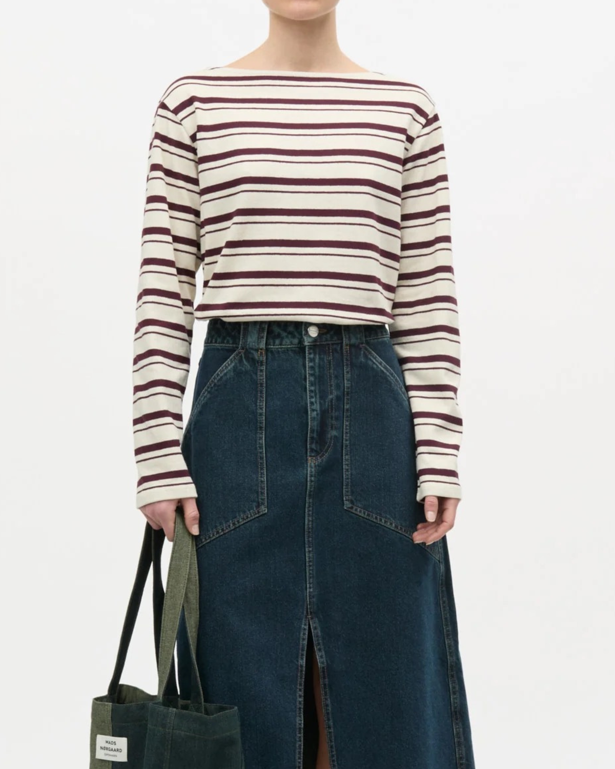 Mads Nørgaard Pablo Gabi Tee LS Beige/Bordeux