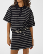 Gestuz Pilova Polo T-shirt Black White Striped