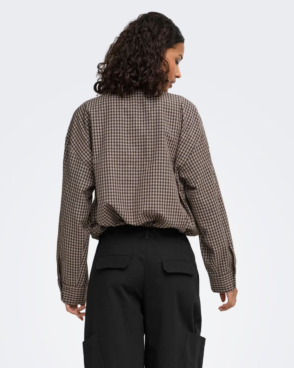 JDY Umi L/S Check Jacket Portabella Brown