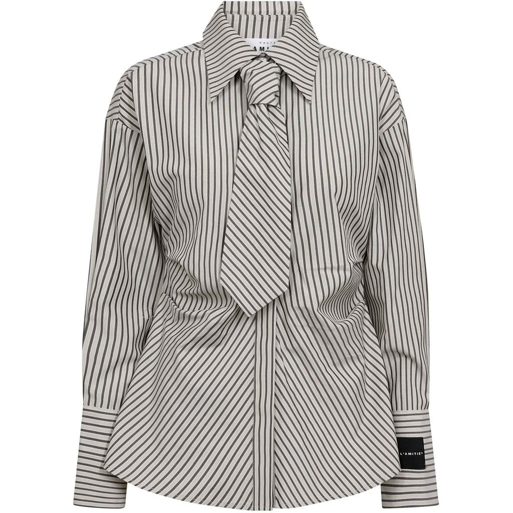Haute L'amitié Gemma Tie Stripe Shirt Beige