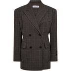 Haute L'amitié Waist Fit Check Blazer Mocca