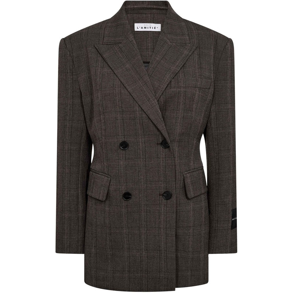 Haute L'amitié Waist Fit Check Blazer Mocca