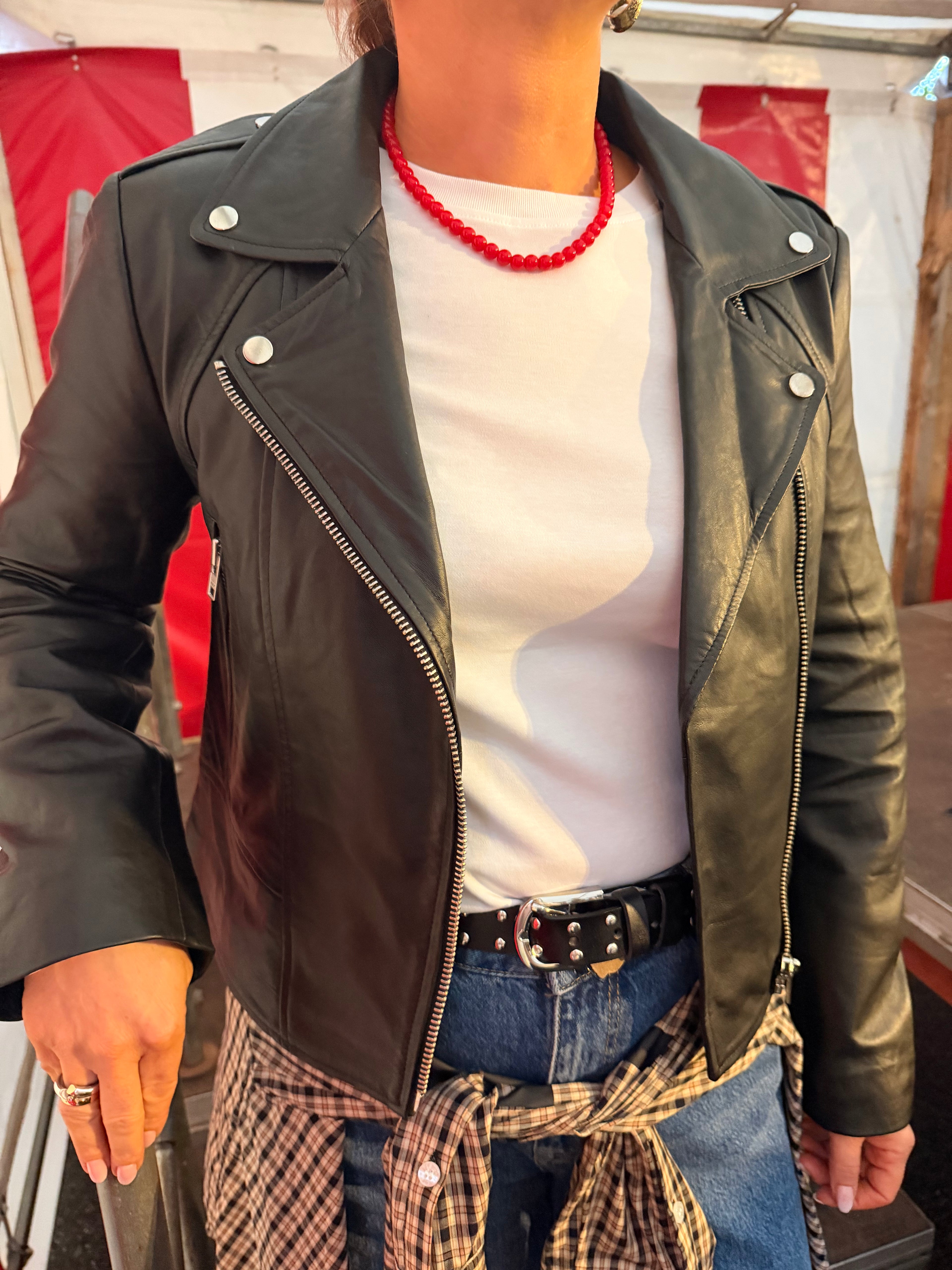 Co'Couture Phoebe Leather Biker Jacket Black