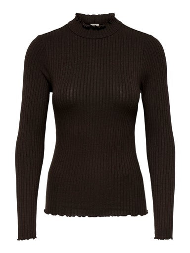 Fransiska Life L/S High Neck Top Black Coffee