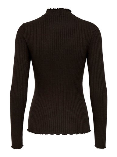 Fransiska Life L/S High Neck Top Black Coffee