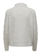 JDY Andrea L/S Zip Cable Pullover Knit Super Light Grey