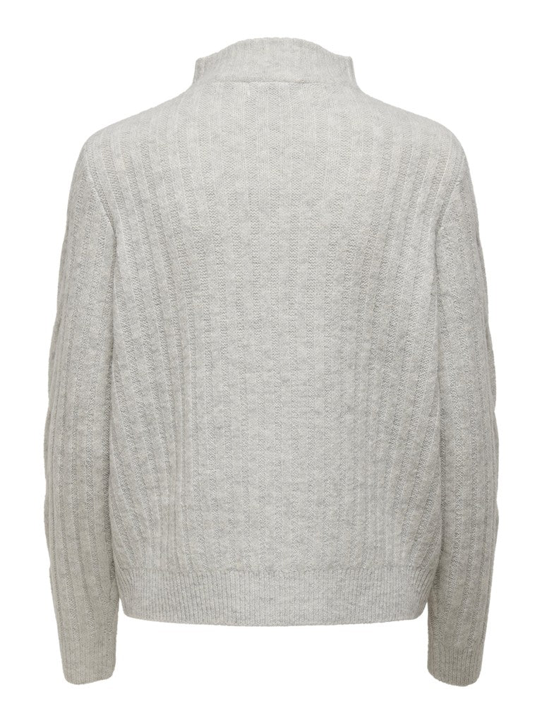 JDY Andrea L/S Zip Cable Pullover Knit Super Light Grey