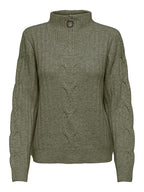 JDY Andrea L/S Zip Cable Pullover Knit Kalamata