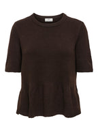 JDY Brilliant Life S/S On Peplum Pull Knit Coffee Bean