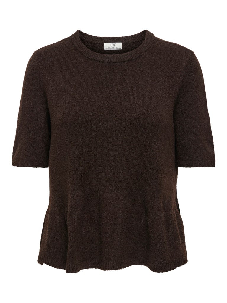 JDY Brilliant Life S/S On Peplum Pull Knit Coffee Bean