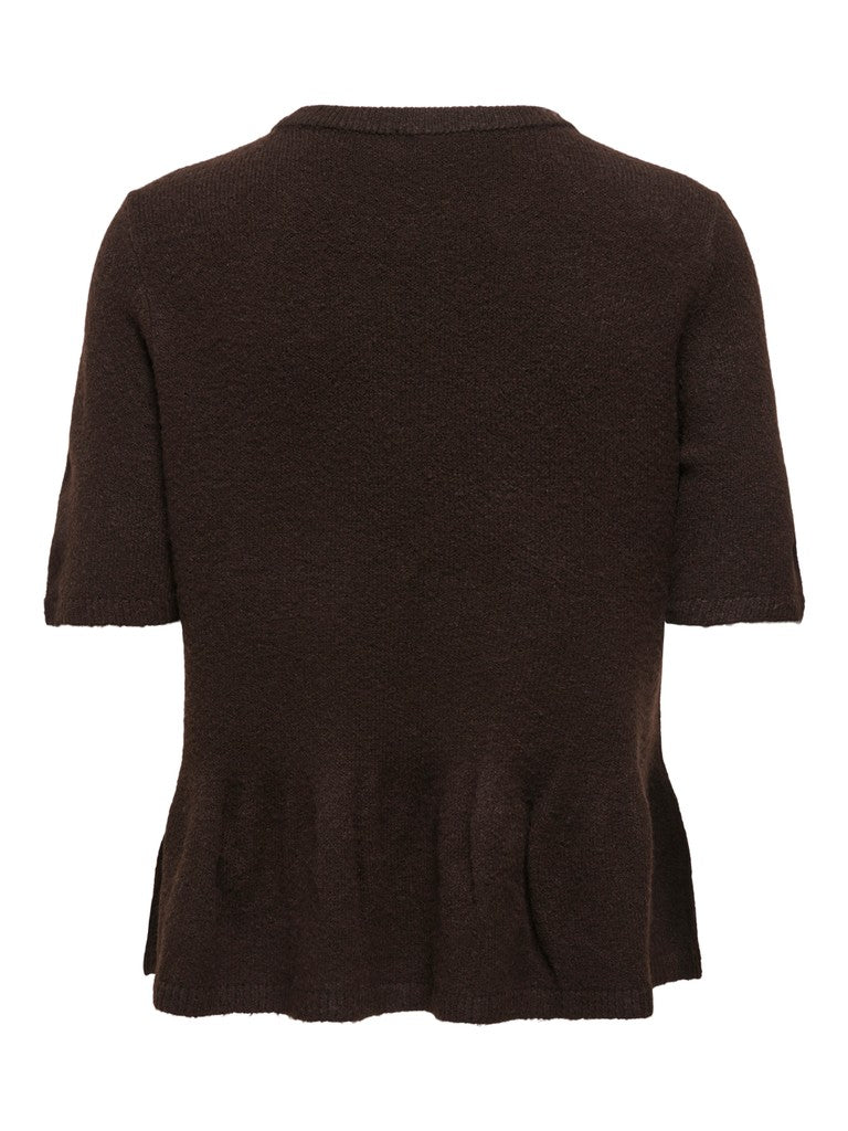 JDY Brilliant Life S/S On Peplum Pull Knit Coffee Bean