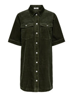 JDY Shiraz S/S Button Dress Forest Night
