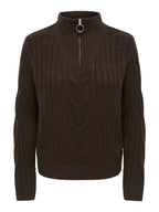 JDY Andrea L/S Zip Cable Pullover Knit Coffee Bean