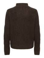 JDY Andrea L/S Zip Cable Pullover Knit Coffee Bean