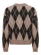 JDY Bianka L/S Argyle Pullover Knit Chocolate Torte