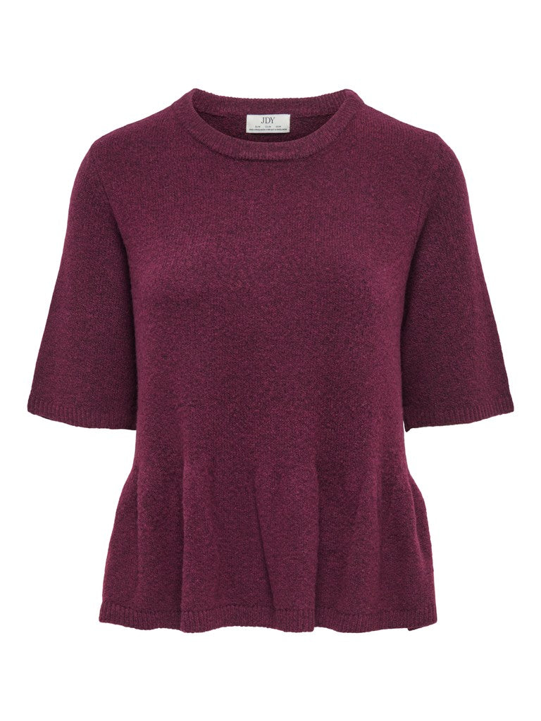 JDY Brilliant Life S/S On Peplum Pull Knit Windsor Wine