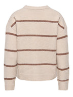 JDY Neel L/S O-Neck Stripe Pullover Oatmeal/Bison