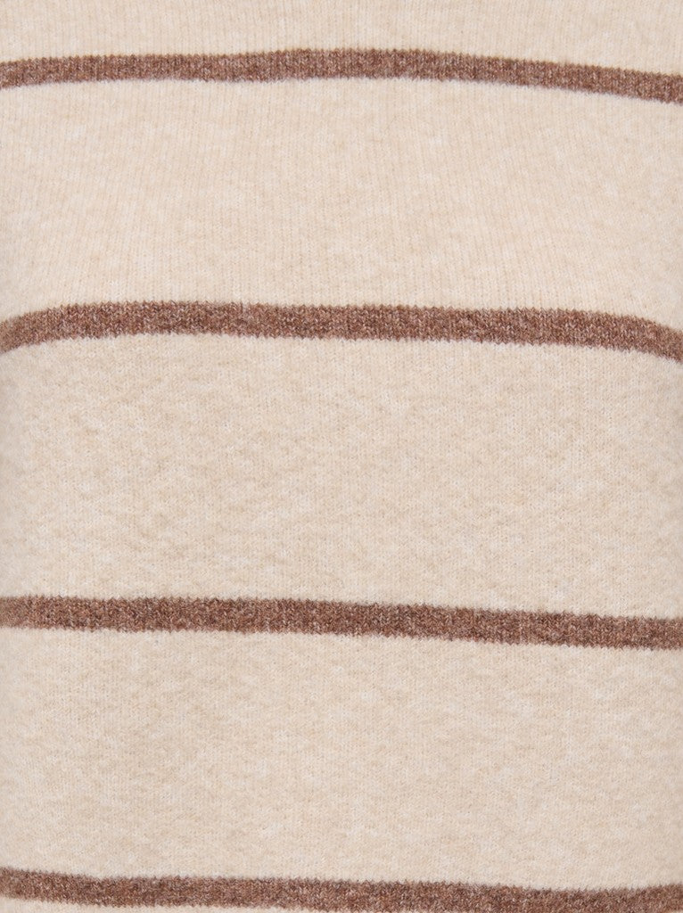 JDY Neel L/S O-Neck Stripe Pullover Oatmeal/Bison