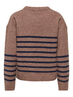 JDY Neel L/S O-Neck Stripe Pullover Bison/Black