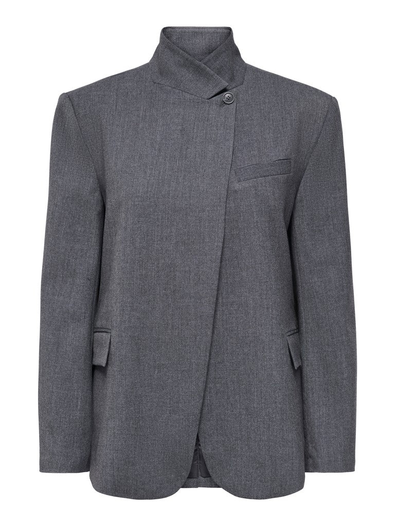JDY Valerie High Neck Blazer Dark Grey Melange