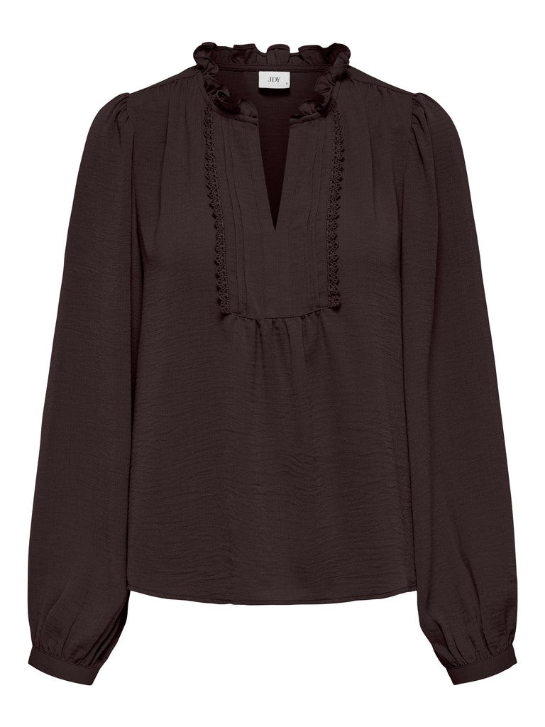JDY Rachel Life L/S Pintuck Top Chocolate Plum