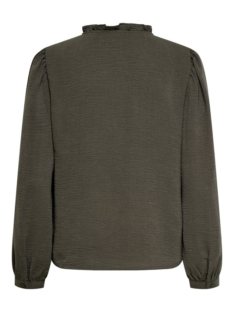 JDY Rachel Life L/S Pintuck Top Black Olive