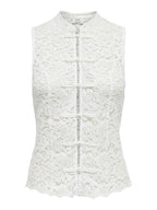JDY Isolde S/L Buttons Lace Top Cloud Dancer