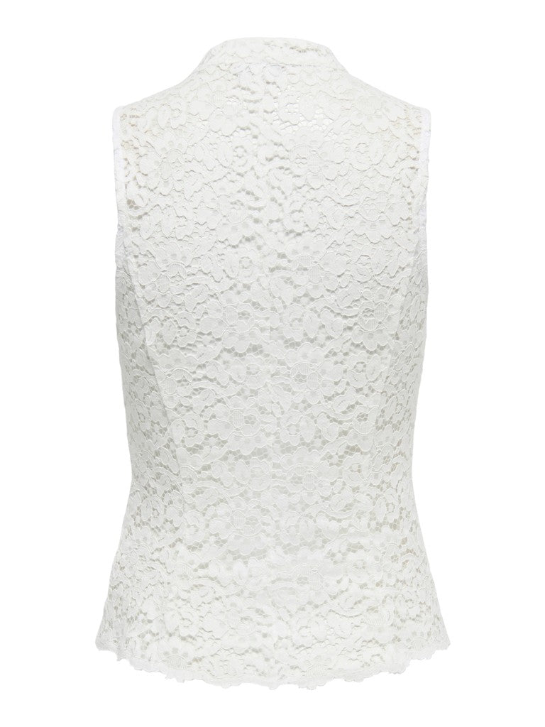 JDY Isolde S/L Buttons Lace Top Cloud Dancer