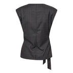 Co'Couture Elora Check Pleat Top Dark Grey