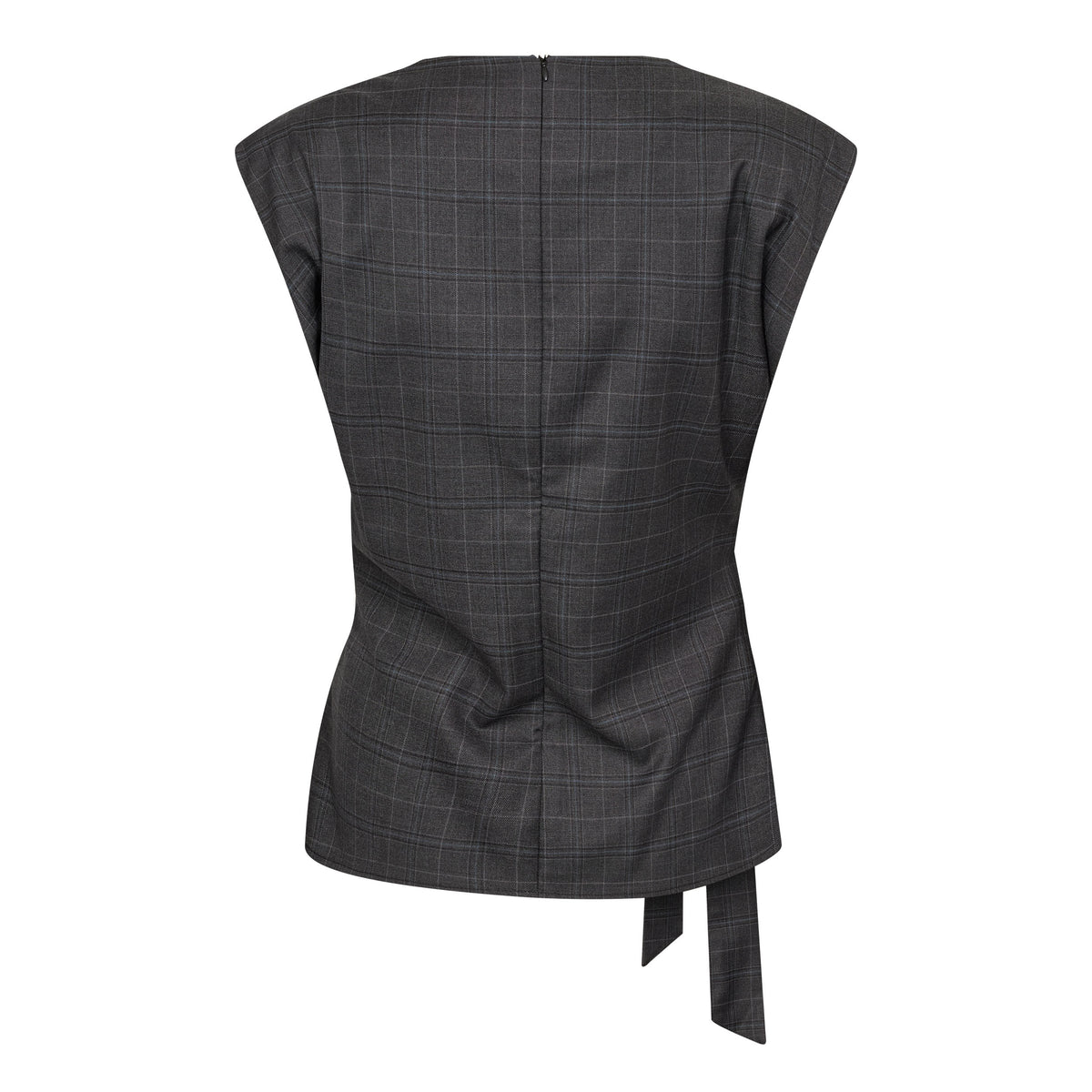 Co'Couture Elora Check Pleat Top Dark Grey