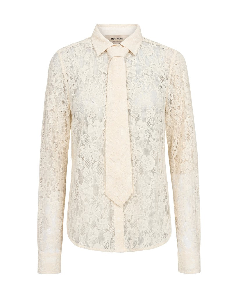 Mos Mosh Kether Lace Tie Shirt Ecru