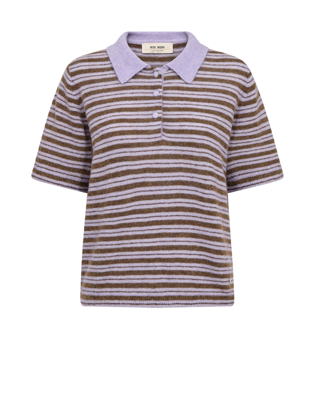 Mos Mosh Milvi SS Stripe Polo Knit Violet