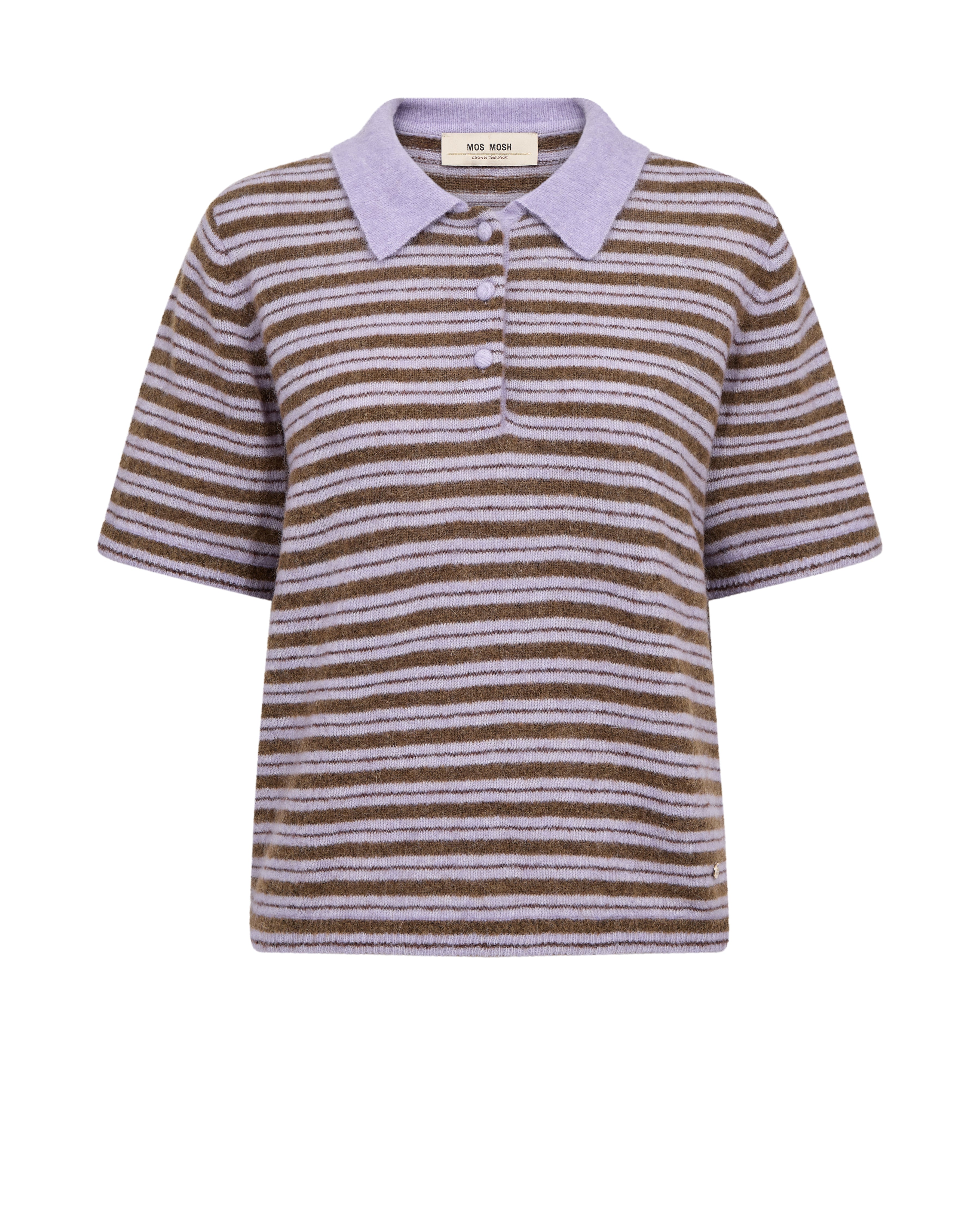 Mos Mosh Milvi SS Stripe Polo Knit Violet