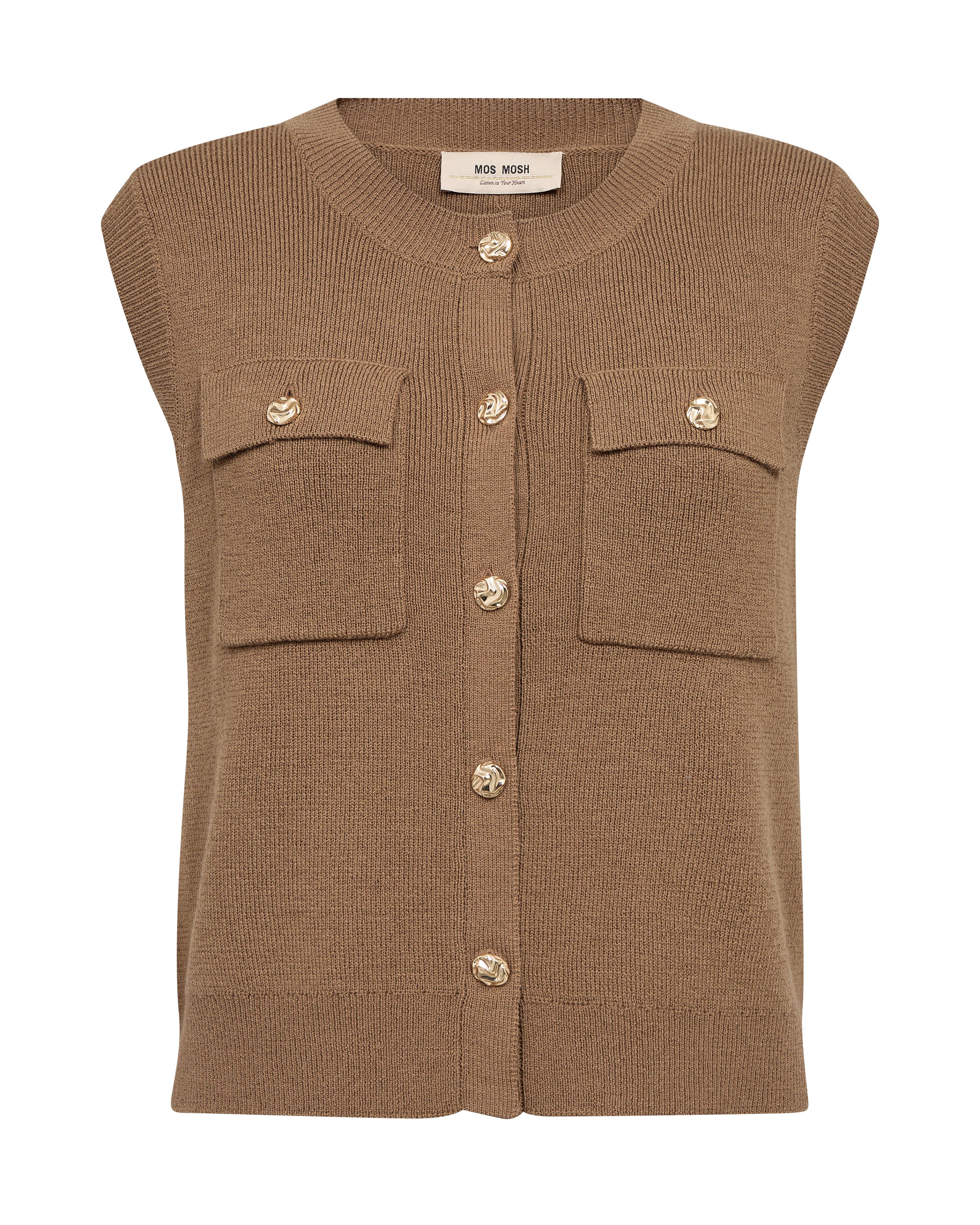 Mos Mosh Ayana Wool Knit Vest Dark Camel