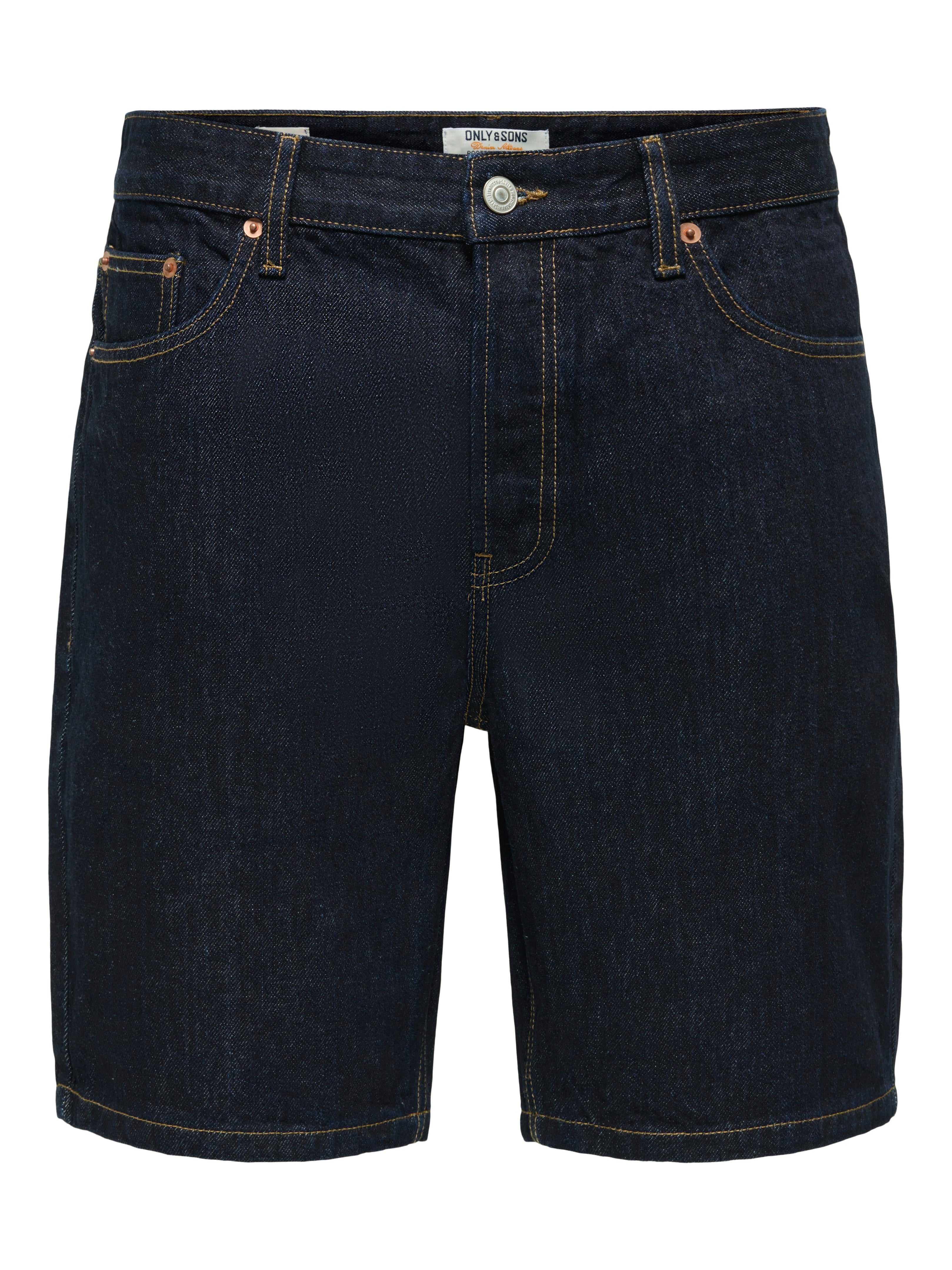 Only & Sons Edge Rinse Shorts Dark Blue Denim