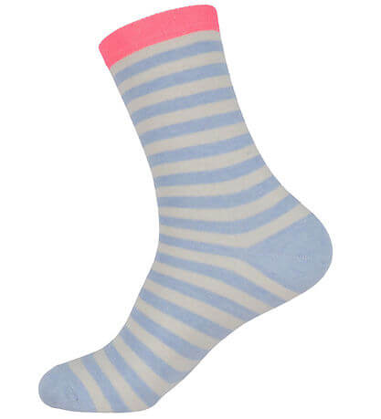 Sock Pair Stripe Mix Black/Light Blue