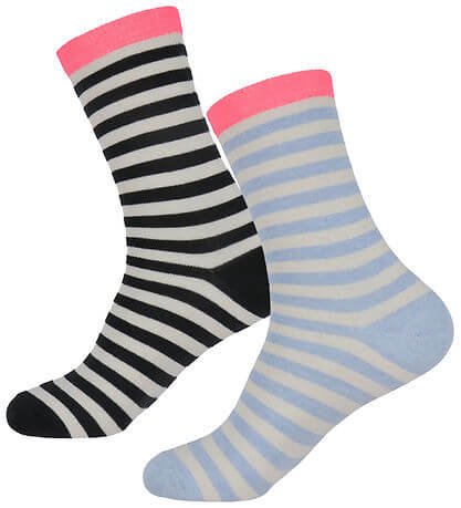 Sock Pair Stripe Mix Black/Light Blue