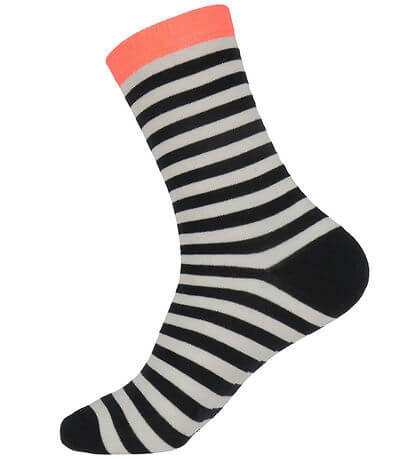 Sock Pair Stripe Mix Black/Tangarine