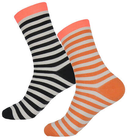 Sock Pair Stripe Mix Black/Tangarine