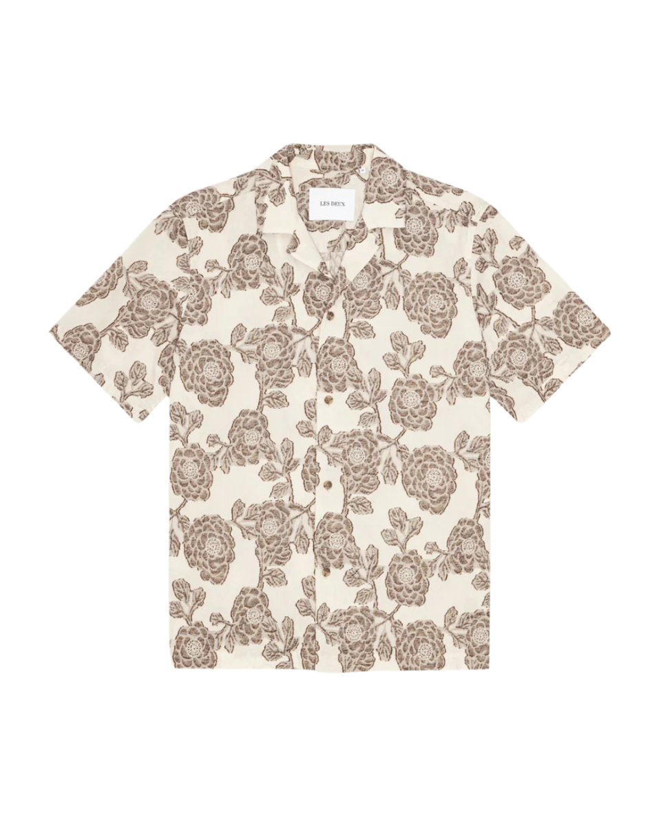 Lesley Flower Jacquard SS Shirt Ivory