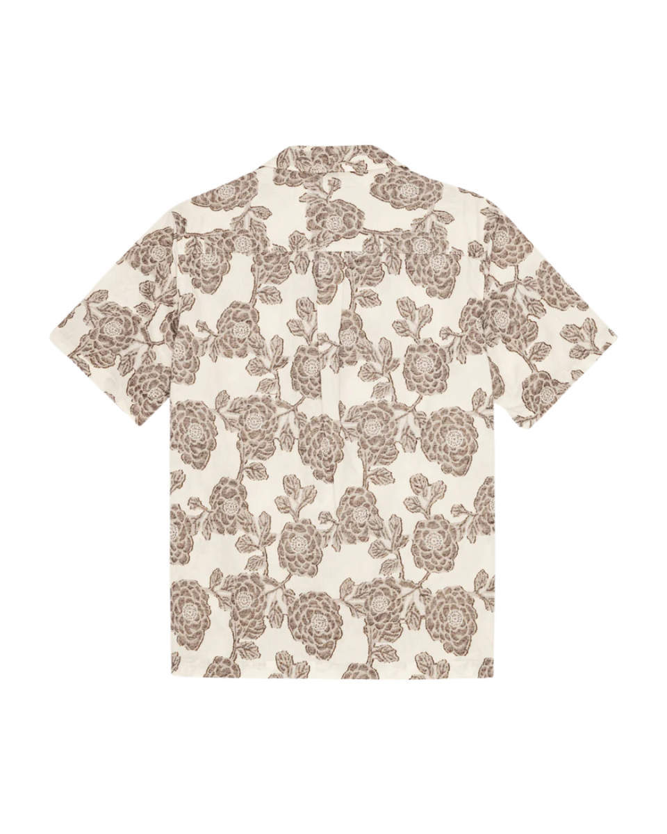 Lesley Flower Jacquard SS Shirt Ivory