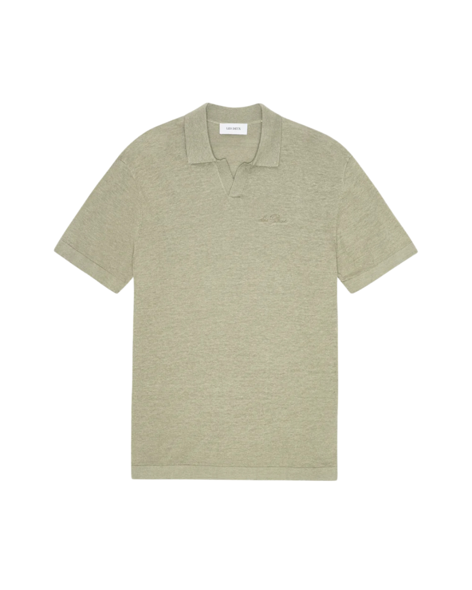 Emmanuel Knit Polo Tea Green